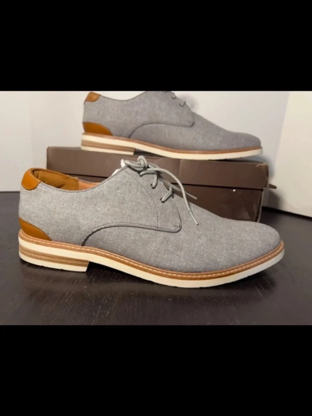 Florsheim Highland Canvas Plain Toe Oxford Grey Canvas/White Sole Mens 13M